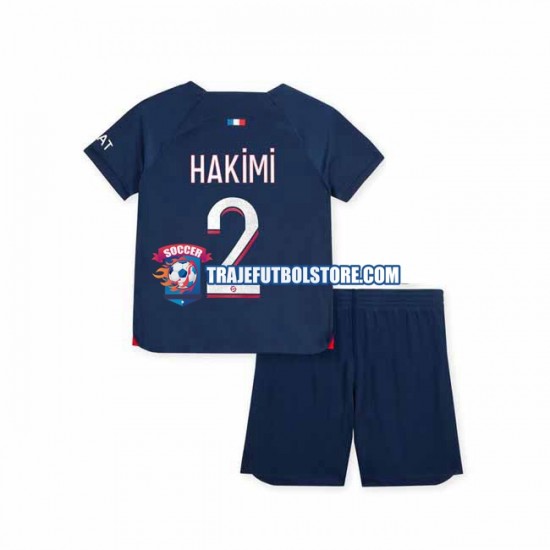 Camiseta 1ª Paris Saint-Germain Hakimi 2 Niño 2023-2024 Manga Corta