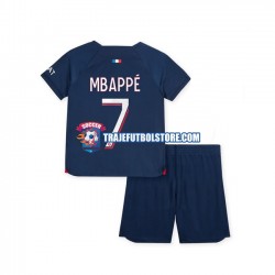 Camiseta 1ª Paris Saint-Germain Mbappé 7 Niño 2023-2024 Manga Corta