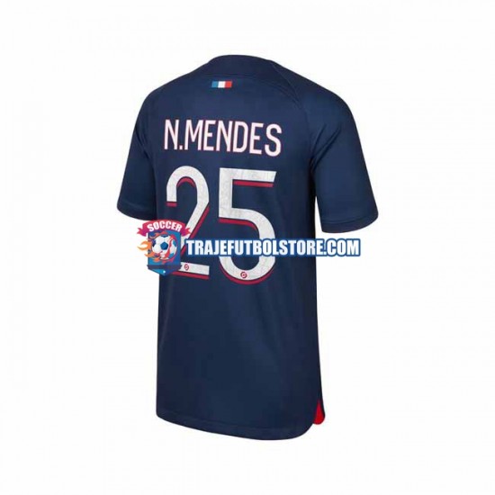 Camiseta 1ª Paris Saint-Germain N.Mendes 25 Hombre 2023-2024 Manga Corta