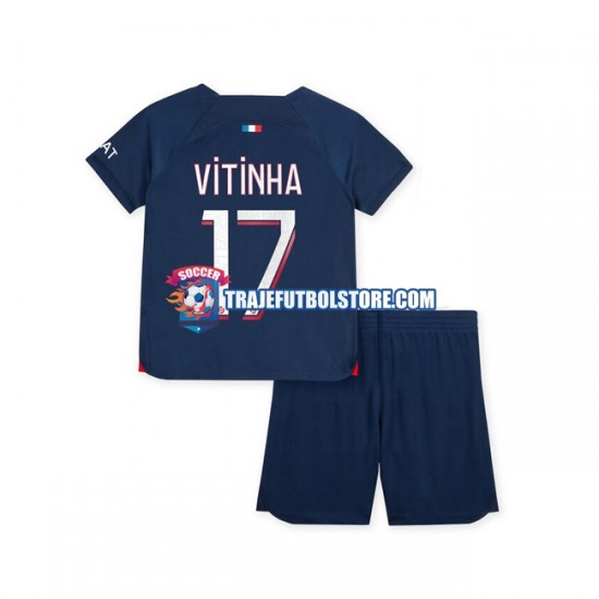 Camiseta 1ª Paris Saint-Germain Vitinha 17 Niño 2023-2024 Manga Corta