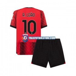 Camiseta 1ª AC Milan Rafael Leao 10 Niño 2023-2024 Manga Corta