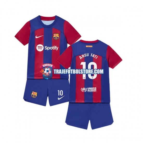Camiseta 1ª FC Barcelona Ansu Fati 10 Niño 2023-2024 Manga Corta