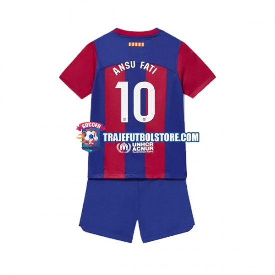Camiseta 1ª FC Barcelona Ansu Fati 10 Niño 2023-2024 Manga Corta