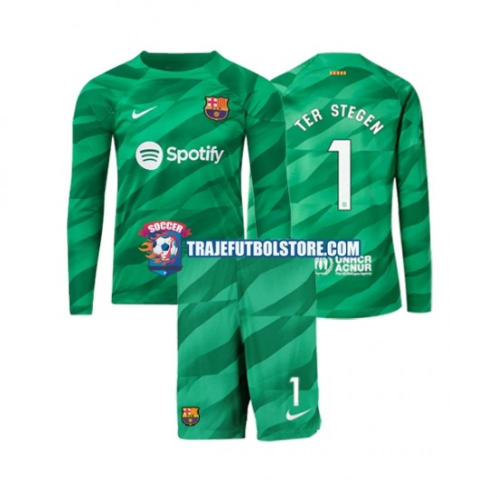 Camiseta 1ª FC Barcelona Ter Stegen 1 Portero Niño 2023-2024 ML