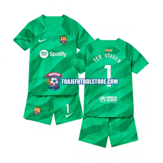 Camiseta 1ª FC Barcelona Ter Stegen 1 Portero Niño 2023-2024 Manga Corta
