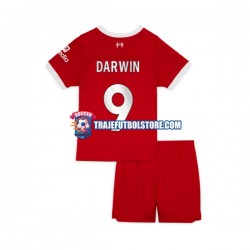 Camiseta 1ª Liverpool Darwin Nunez 9 Niño 2023-2024 Manga Corta