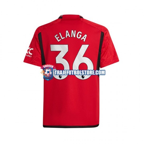 Camiseta 1ª Manchester United Anthony Elanga 36 Hombre 2023-2024 Manga Corta