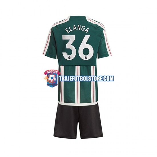Camiseta 2ª Manchester United Anthony Elanga 36 Niño 2023-2024 Manga Corta