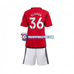 Camiseta 1ª Manchester United Anthony Elanga 36 Niño 2023-2024 Manga Corta