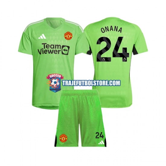Camiseta 1ª Manchester United Andre Onana 24 Portero Niño 2023-2024 Manga Corta