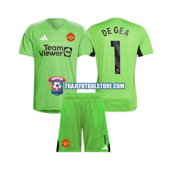 Camiseta 1ª Manchester United De Gea 1 Portero Niño 2023-2024 Manga Corta