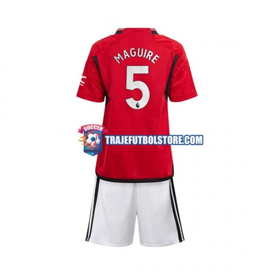 Camiseta 1ª Manchester United Harry Maguire 5 Niño 2023-2024 Manga Corta