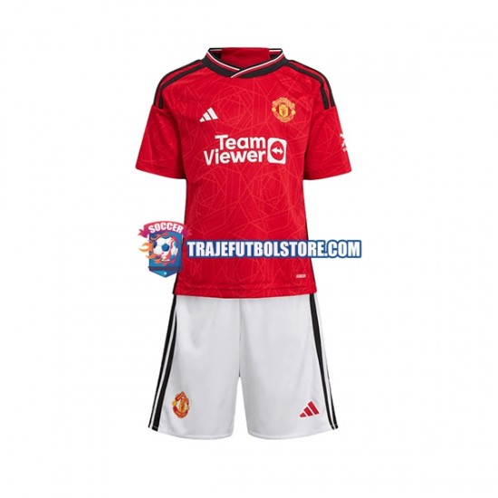 Camiseta 1ª Manchester United Niño 2023-2024 Manga Corta