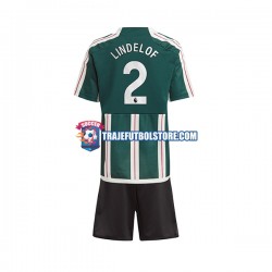Camiseta 2ª Manchester United Lindelof 2 Niño 2023-2024 Manga Corta