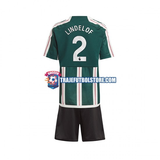 Camiseta 2ª Manchester United Lindelof 2 Niño 2023-2024 Manga Corta