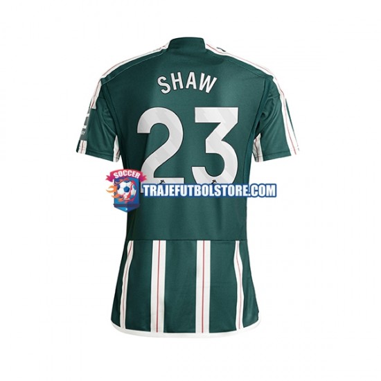 Camiseta 2ª Manchester United Luke Shaw 23 Hombre 2023-2024 Manga Corta