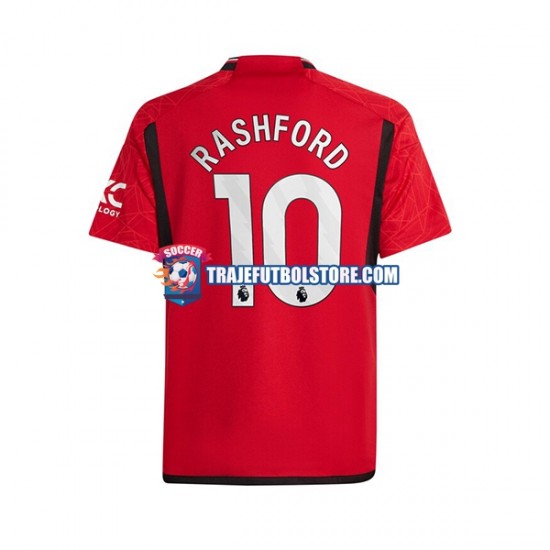 Camiseta 1ª Manchester United Marcus Rashford 10 Hombre 2023-2024 Manga Corta