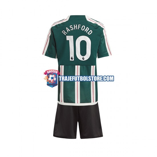 Camiseta 2ª Manchester United Marcus Rashford 10 Niño 2023-2024 Manga Corta