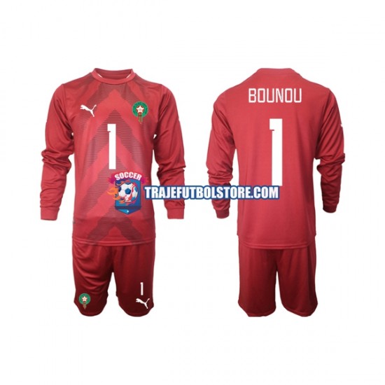 Camiseta 1ª Marruecos Yassine Bounou 1 Portero Niño 2022 ML