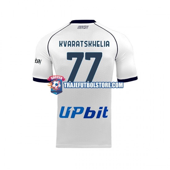 Camiseta 2ª Napoli Khvicha Kvaratskhelia 77 Hombre 2023-2024 Manga Corta
