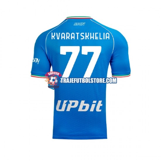 Camiseta 1ª Napoli Khvicha Kvaratskhelia 77 Hombre 2023-2024 Manga Corta