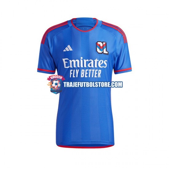 Camiseta 2ª Olympique de Lyon Hombre 2023-2024 Manga Corta