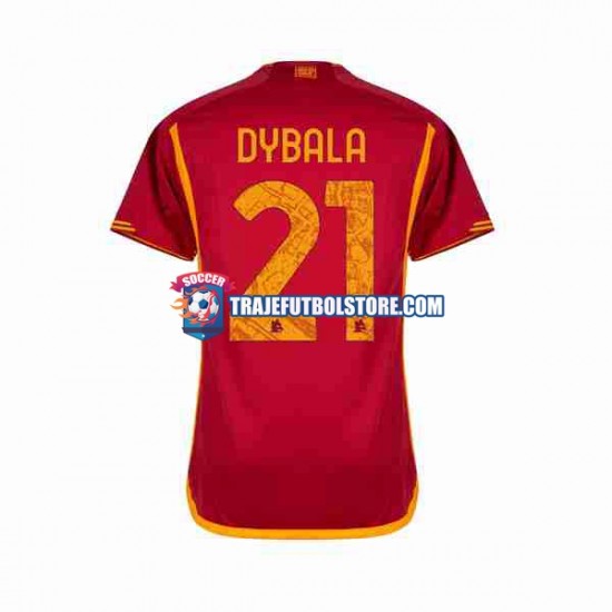 Camiseta 1ª AS Roma Paulo Dybala 21 Hombre 2023-2024 Manga Corta