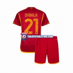 Camiseta 1ª AS Roma Paulo Dybala 21 Niño 2023-2024 Manga Corta