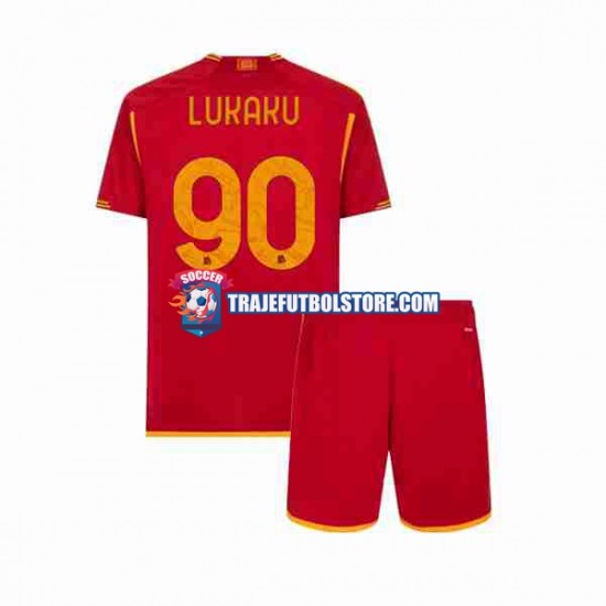 Camiseta 1ª AS Roma Romelu Lukaku 90 Niño 2023-2024 Manga Corta