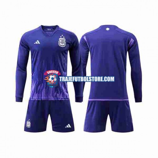 Camiseta 2ª Argentina 3 Stars Niño Copa Mundial 2022 ML
