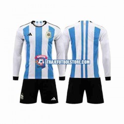 Camiseta 1ª Argentina 3 Stars Niño Copa Mundial 2022 ML