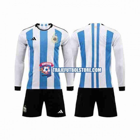 Camiseta 1ª Argentina 3 Stars Niño Copa Mundial 2022 ML