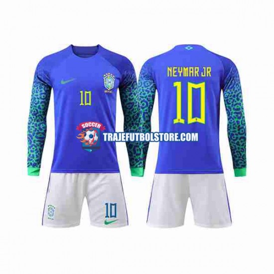 Camiseta 2ª Brasil Neymar Jr 10 Niño Copa Mundial 2022 ML