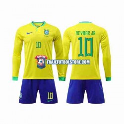 Camiseta 1ª Brasil Neymar Jr 10 Niño Copa Mundial 2022 ML