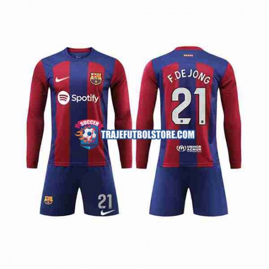 Camiseta 1ª FC Barcelona Frenkie de Jong 21 Niño 2023-2024 ML