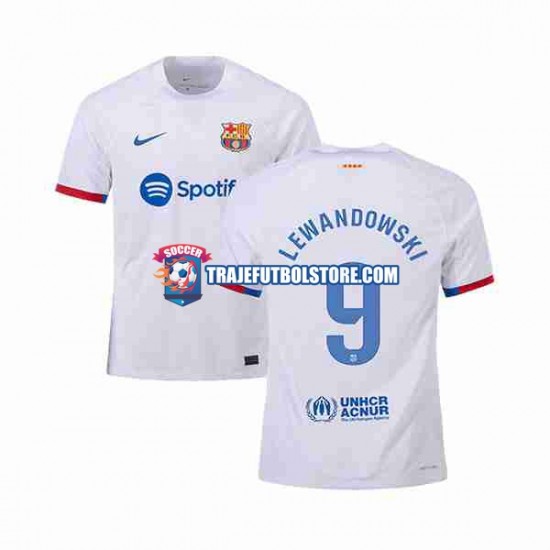 Camiseta 2ª FC Barcelona LEWANDOWSKI 9 Hombre 2023-2024 Manga Corta