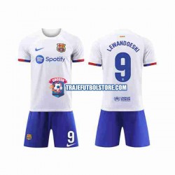 Camiseta 2ª FC Barcelona LEWANDOWSKI 9 Niño 2023-2024 Manga Corta