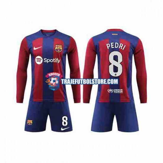 Camiseta 1ª FC Barcelona Pedri 8 Niño 2023-2024 ML