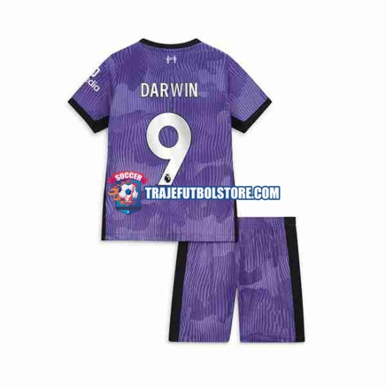 Camiseta 3ª Liverpool Darwin Nunez 9 Niño 2023-2024 Manga Corta