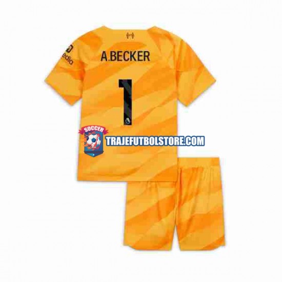 Camiseta 3ª Liverpool A.Becker 1 Portero Niño 2023-2024 Manga Corta