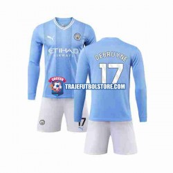 Camiseta 1ª Manchester City Kevin De Bruyne 17 Niño 2023-2024 ML