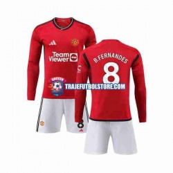 Camiseta 1ª Manchester United B Fernandes 8 Niño 2023-2024 ML