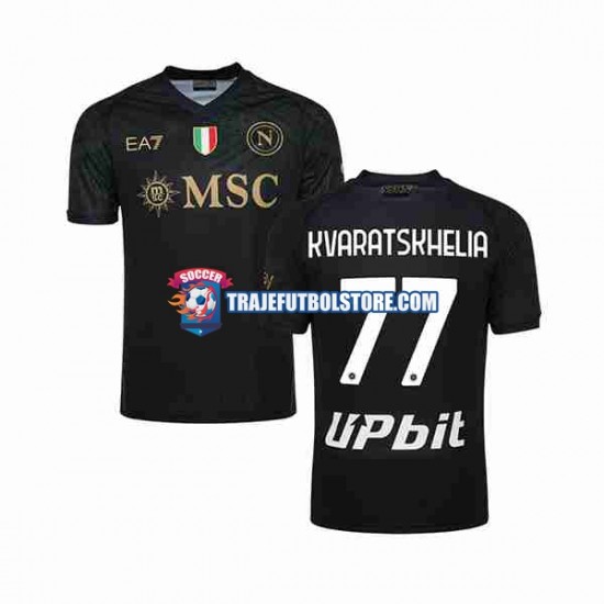 Camiseta 3ª Napoli KVARATSKHELIA 77 Hombre 2023-2024 Manga Corta