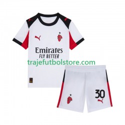 Camiseta 2ª AC Milan Ardon Jashari 30 Niño 2025-2026 Manga Corta