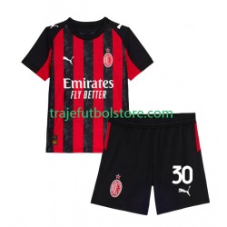 Camiseta 1ª AC Milan Ardon Jashari 30 Niño 2025-2026 Manga Corta