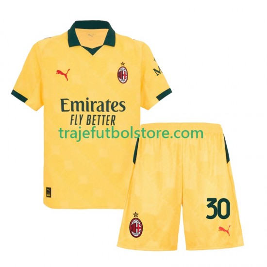 Camiseta 3ª AC Milan Ardon Jashari 30 Niño 2025-2026 Manga Corta