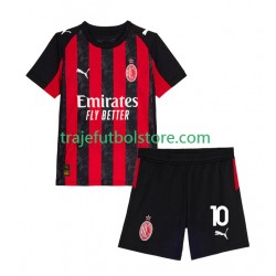 Camiseta 1ª AC Milan Rafael Leao 10 Niño 2025-2026 Manga Corta