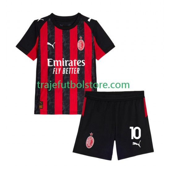Camiseta 1ª AC Milan Rafael Leao 10 Niño 2025-2026 Manga Corta