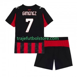 Camiseta 1ª AC Milan Santiago Gimenez 7 Niño 2025-2026 Manga Corta