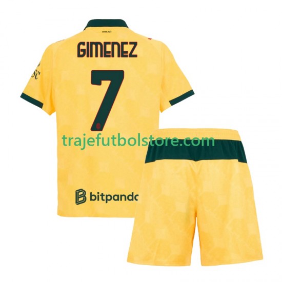 Camiseta 3ª AC Milan Santiago Gimenez 7 Niño 2025-2026 Manga Corta